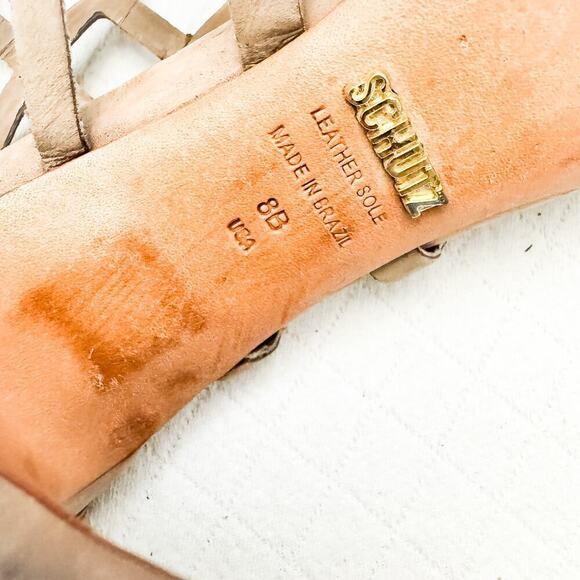 Schutz Juliana Cage Sandals Stiletto Beige Suede Leather Size 8 - Picture 2 of 5